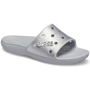 Crocs Classic Glitter Strieborne - Damske Sandále